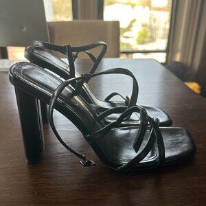 Zara Black Strappy Block Heel